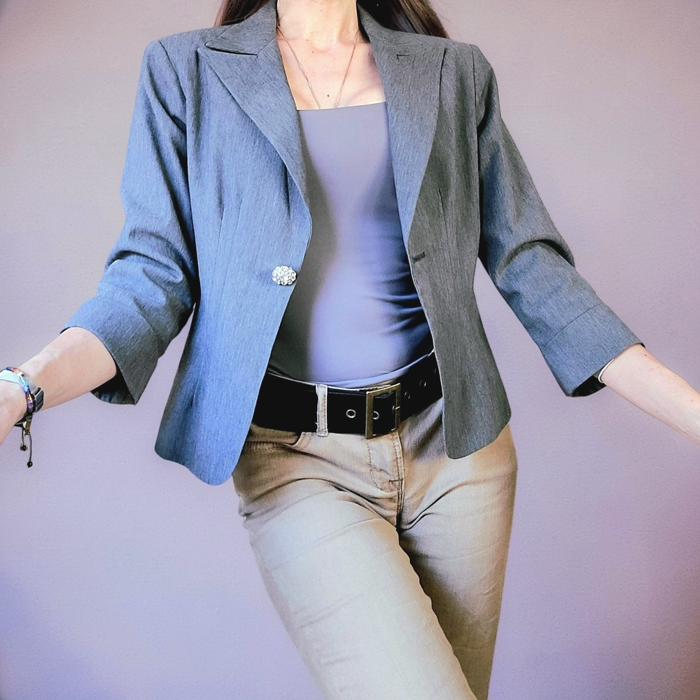 Ciello Couture Los Angeles Gray Women's Blazer Lace Back Size 8